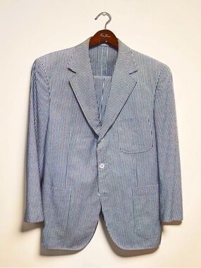 Alan NY Men’s Blue White Seersucker Suit | Summer Classic | Southern Charm